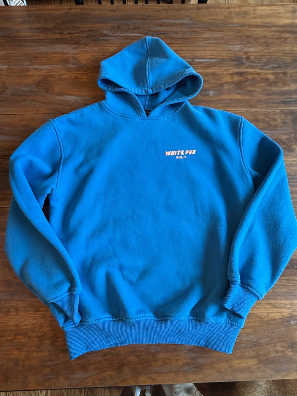 White Fox Boutique Blue Pullover Hoodie with Chest Logo